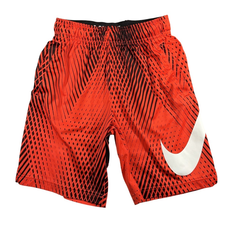 Nike Dri-FIT Shorts Kids Medium Red Geometric Elastic Waist 9 Inseam 831745-852